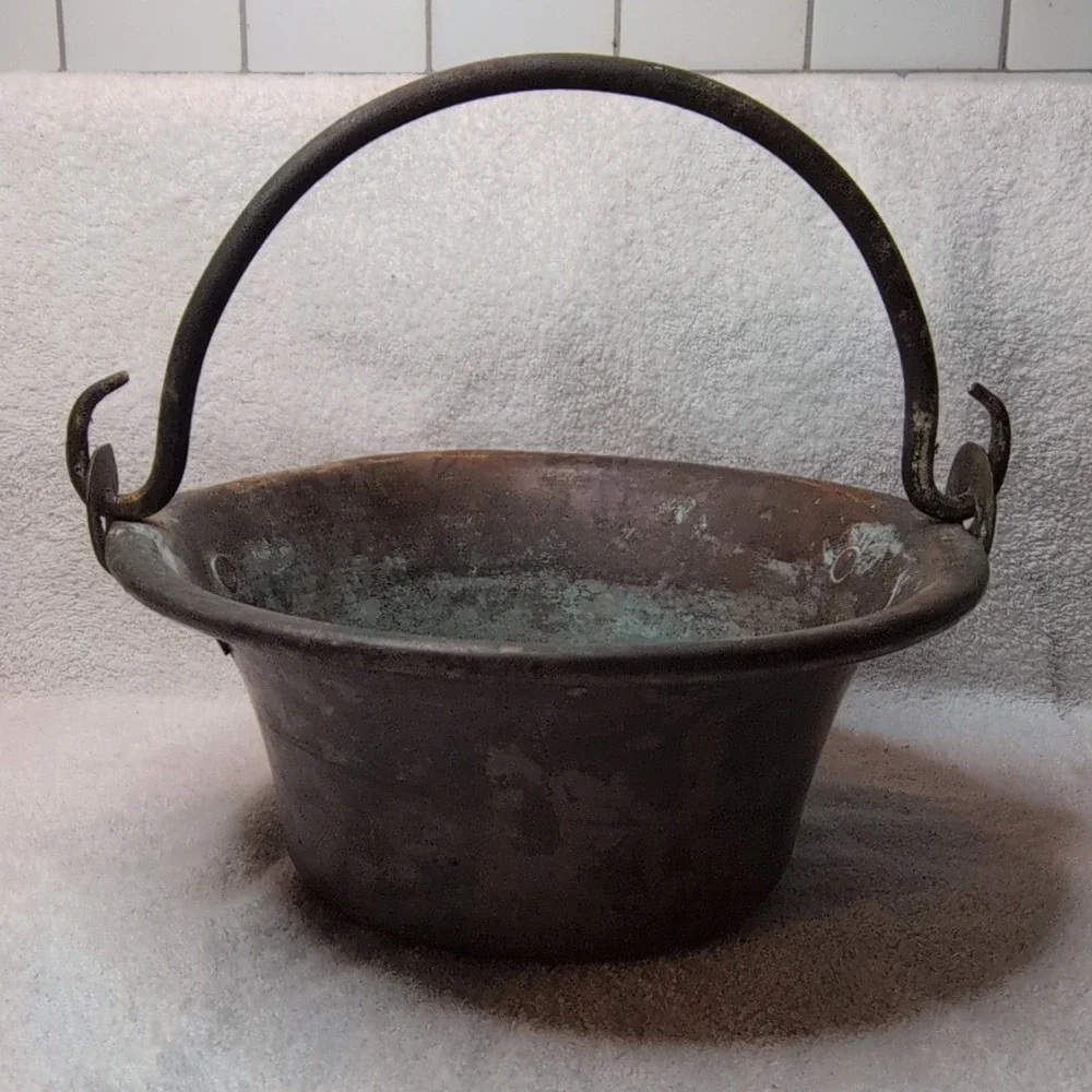 Antique French Copper Cauldron Pot 10.5